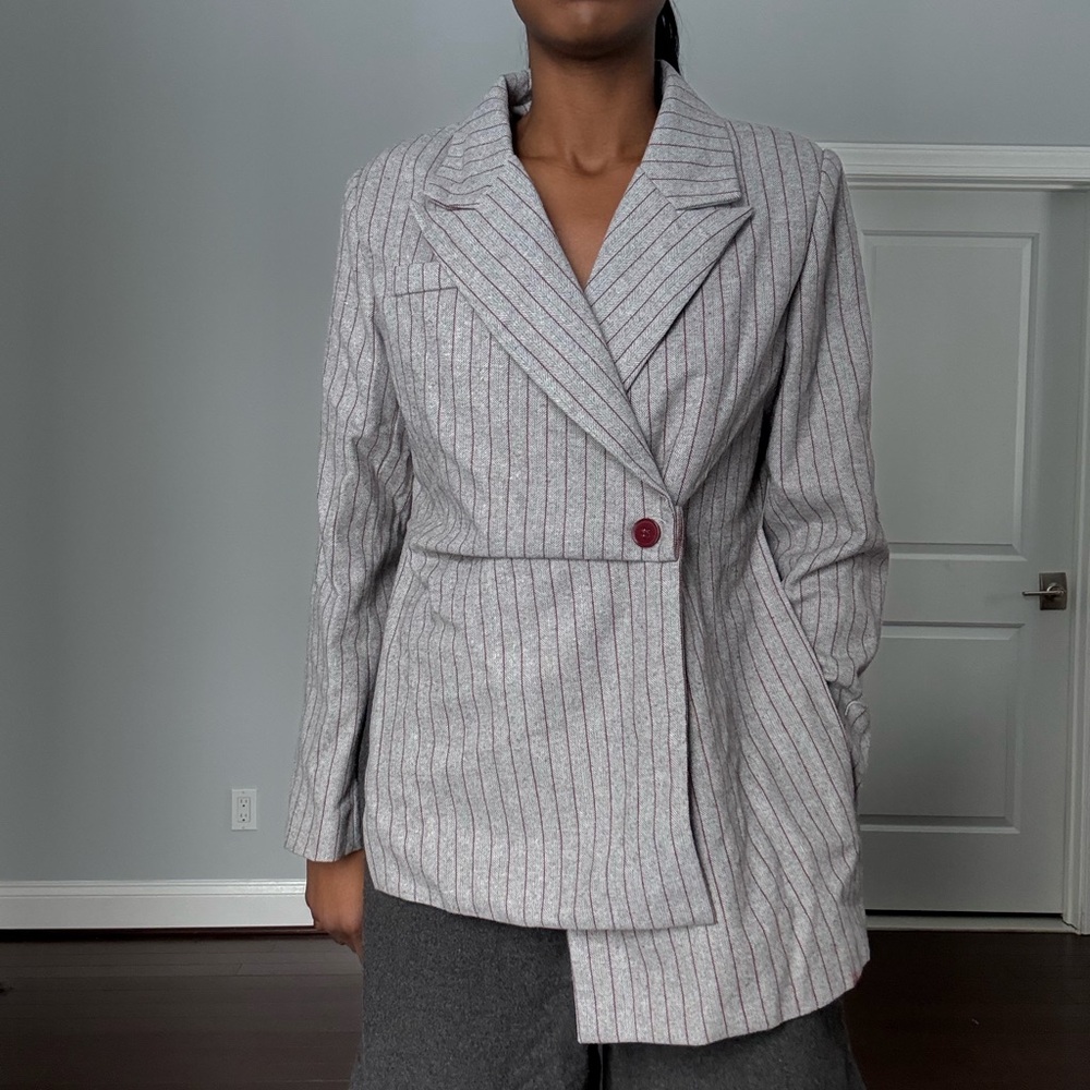 Gray Striped Women's Blazer